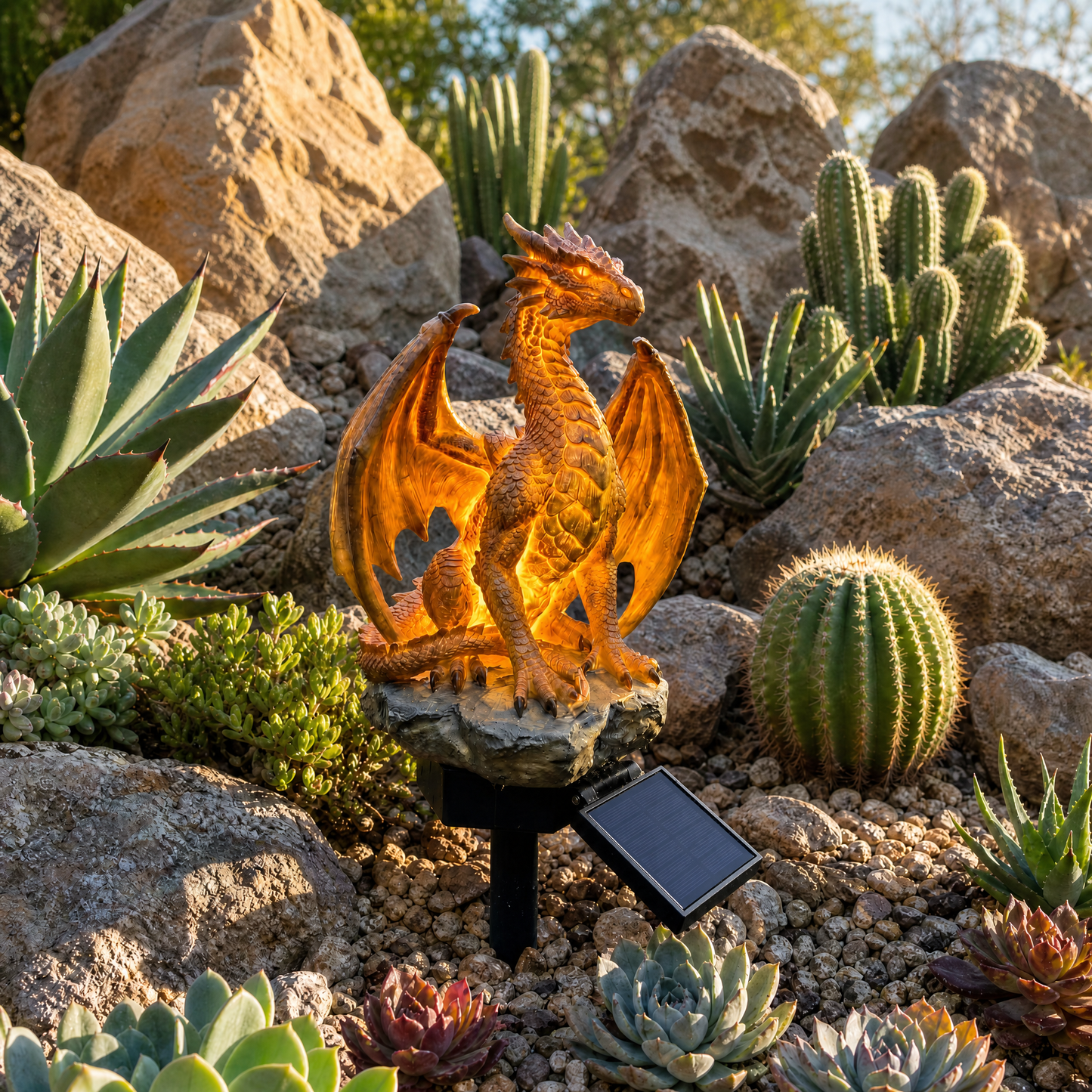 🐉Solar Dragon Garden Statue Light – Golden Ember Fantasy Outdoor Decor