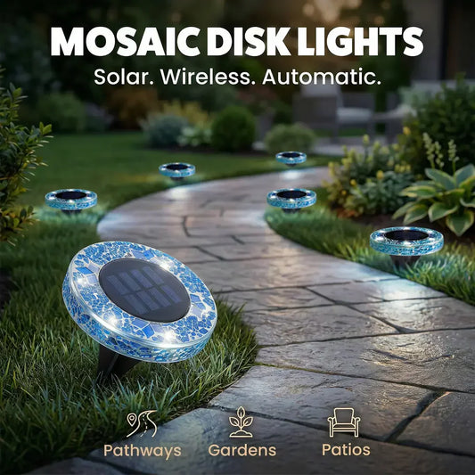 🛋️Solar Mosaic Lights – Waterproof LED Pathway Lights with Auto On/Off