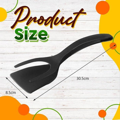🍳✨ What a great deal! 2-in-1 Kitchen Spatula Tongs – Food Grade Silicone Tips, Non-Stick, Heat Resistant, Long Handle ✨