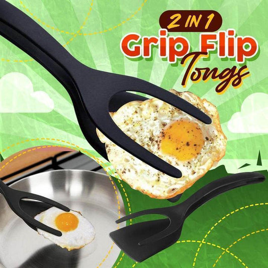🍳✨ What a great deal! 2-in-1 Kitchen Spatula Tongs – Food Grade Silicone Tips, Non-Stick, Heat Resistant, Long Handle ✨