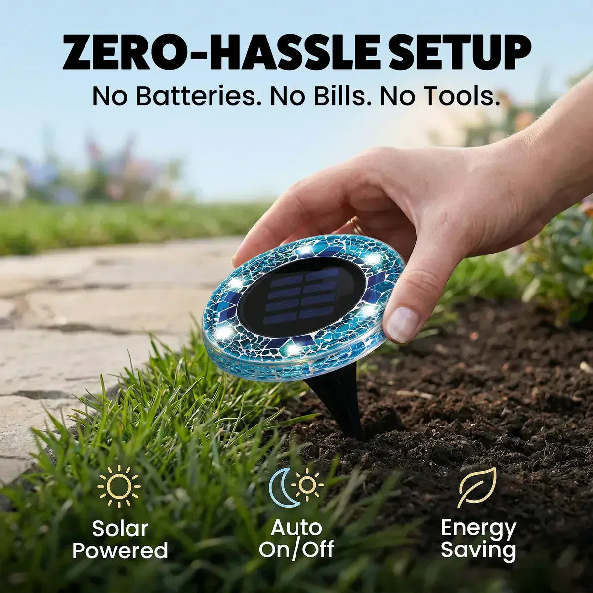 🛋️Solar Mosaic Lights – Waterproof LED Pathway Lights with Auto On/Off