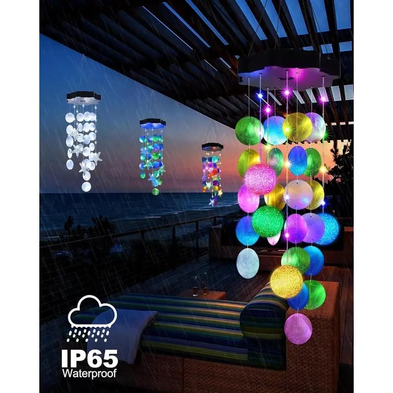 Solar-Powered Seashell Wind Chime Light