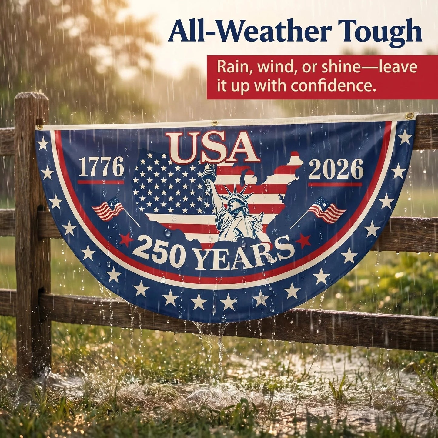 🗽USA 250th Anniversary Flag Half Round Banner🦅