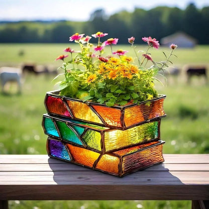 Handmade Stacked Books Flower Pot
