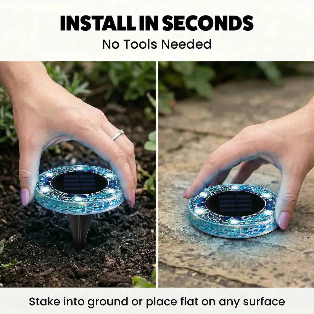 🛋️Solar Mosaic Lights – Waterproof LED Pathway Lights with Auto On/Off