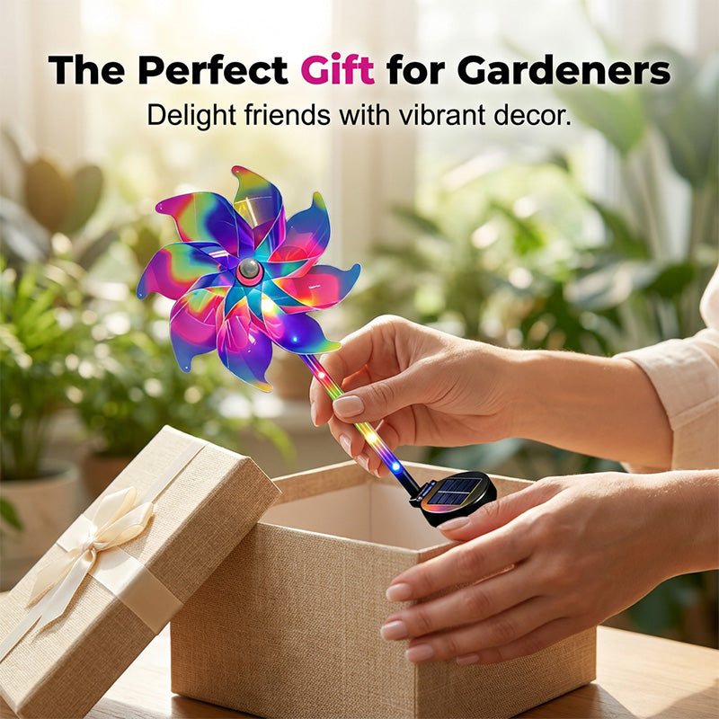 🔥Summer Hot Sale 50% OFF✨Extra-large size Solar Powered Rainbow Pinwheel Garden Light