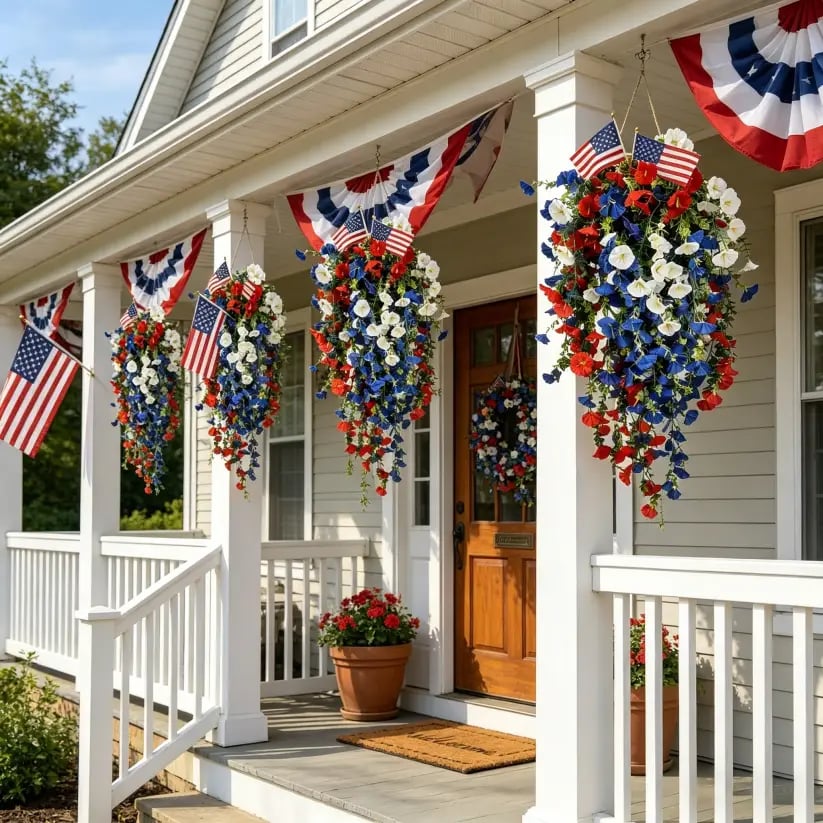 ✨🇺🇸 Celebrate America’s 250th Anniversary with Patriotic Hanging Flower Baskets