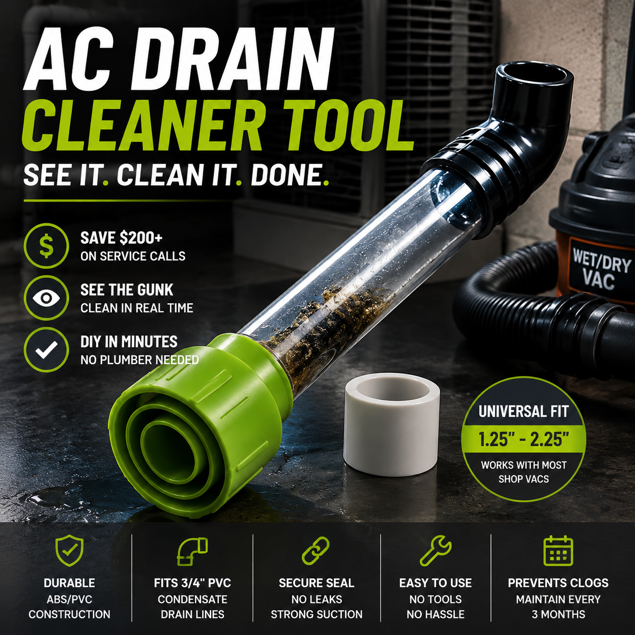 🚨Clear Your AC Drain in Minutes — No Plumber Needed