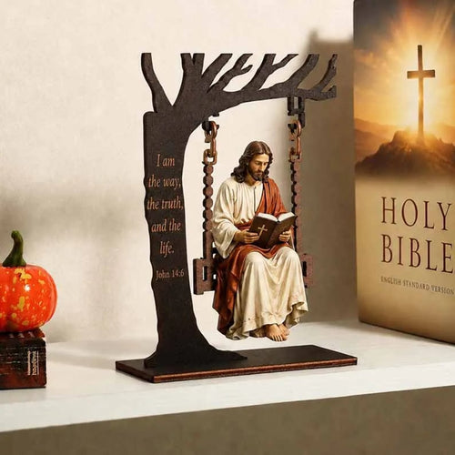 ✝️ Jesus Swing Ornament – John 14:6 Faith Table Decor | Christian Bible Verse Home Decoration🔥