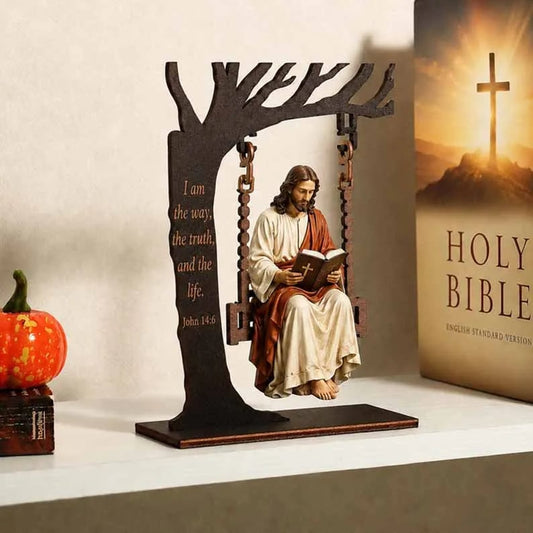 ✝️ Jesus Swing Ornament – John 14:6 Faith Table Decor | Christian Bible Verse Home Decoration🔥