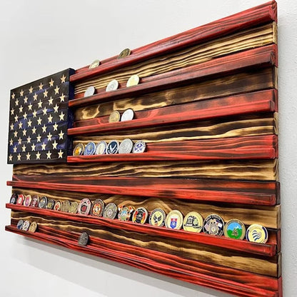 American Flag Challenge Coin Display Wood Coin Stand Rack