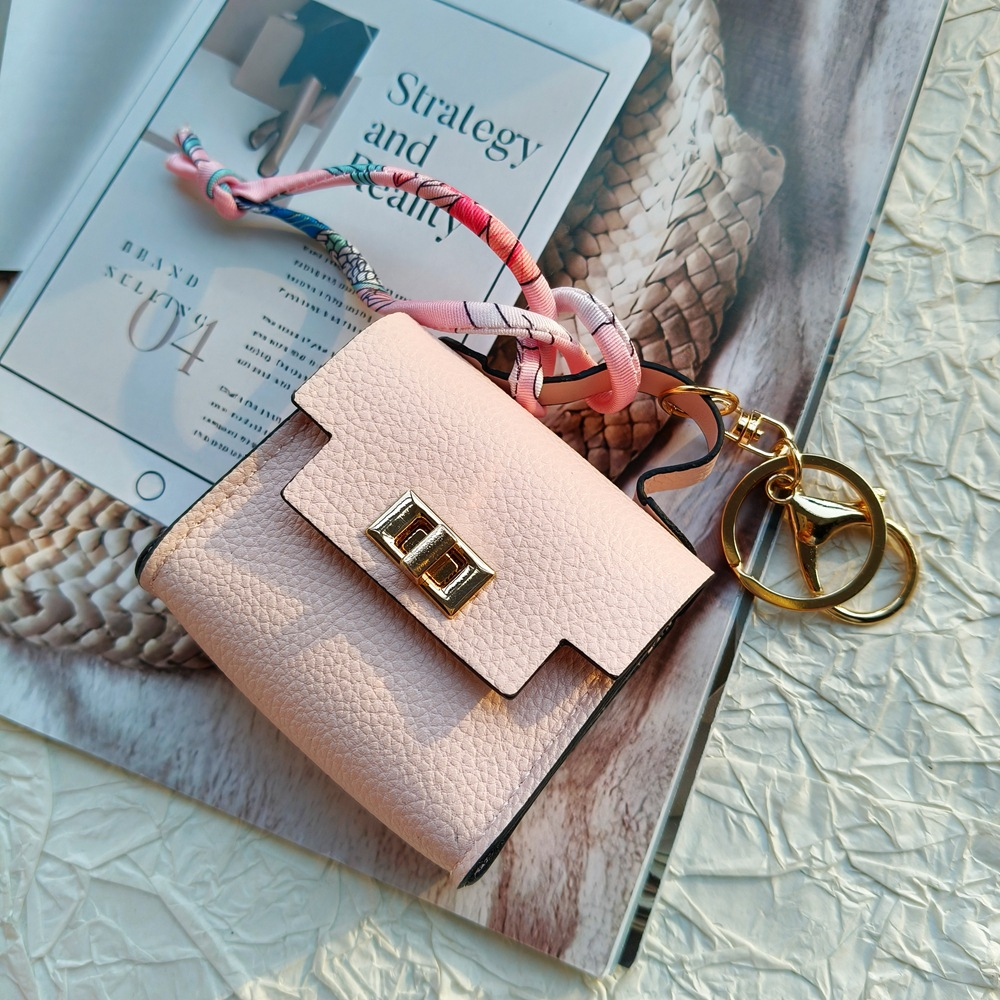 Mini Square Bag Pendant Keychain - High Quality Leather with Colorful Strap