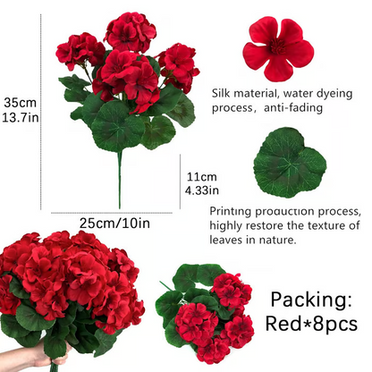 🌸 LAST DAY 50%OFF🌸 Bundles Artificial Geranium Flowers For Outdoors Geranium Flowers Outdoor Artificial Flowers UV Resistant Garden Plants Faux Flowers For Home Kitchen Table Centerpieces Patio Decor