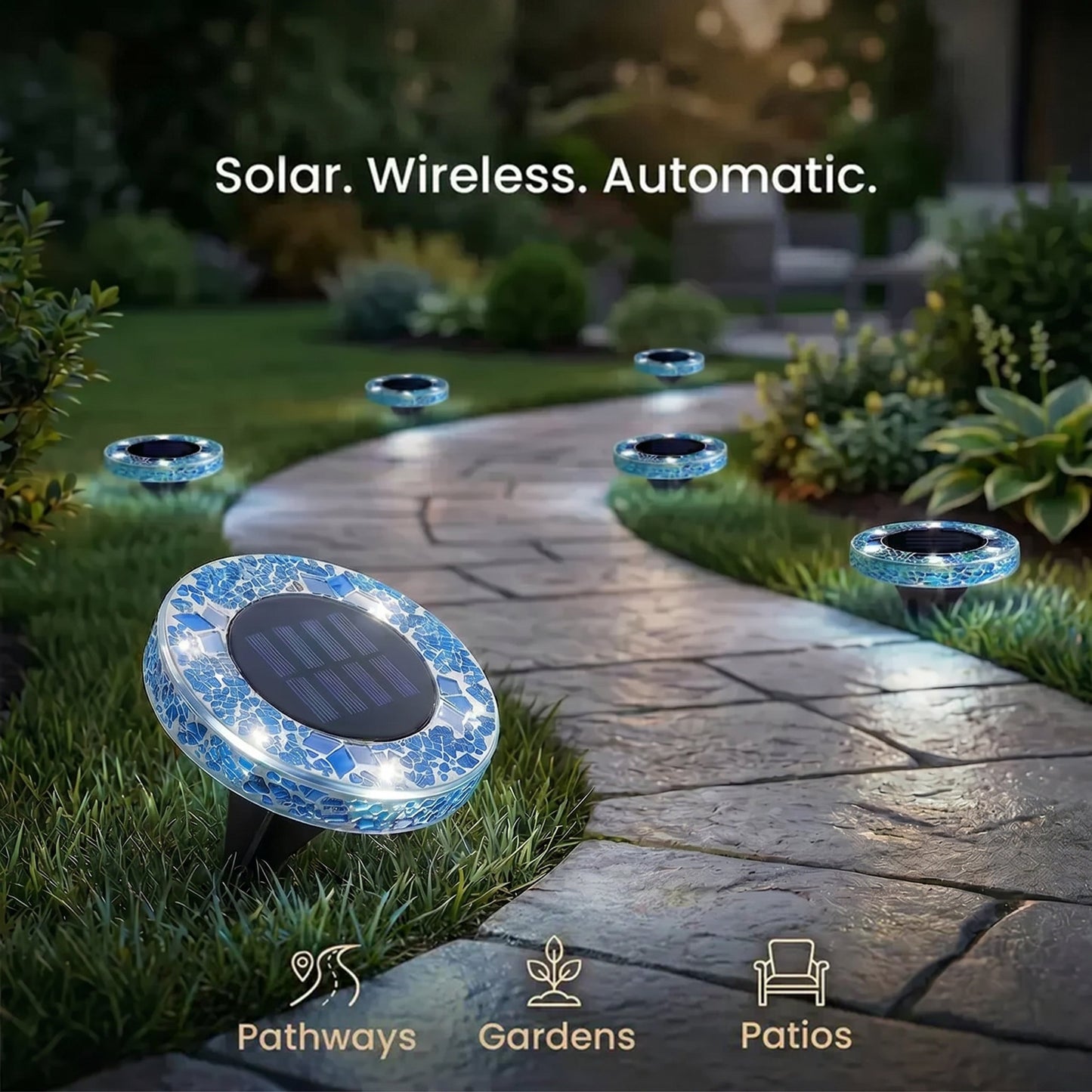 🛋️Solar Mosaic Lights – Waterproof LED Pathway Lights with Auto On/Off