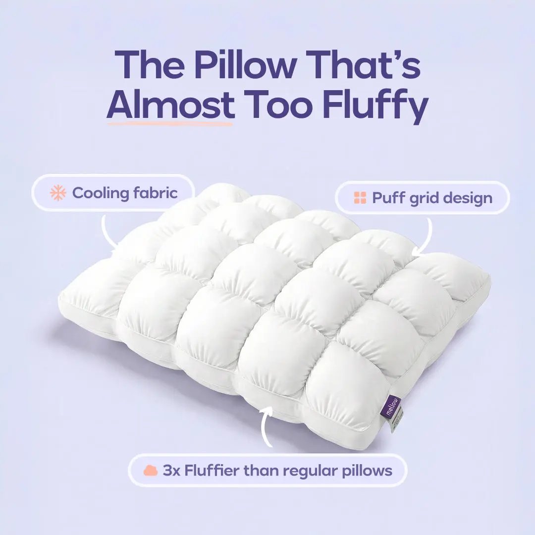 Mellow Puff Pillow ☁️ | Quilted Cloud-Loft Design for Side, Back & Stomach Sleepers 🌙✨