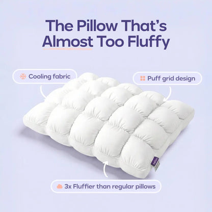 Mellow Puff Pillow ☁️ | Quilted Cloud-Loft Design for Side, Back & Stomach Sleepers 🌙✨