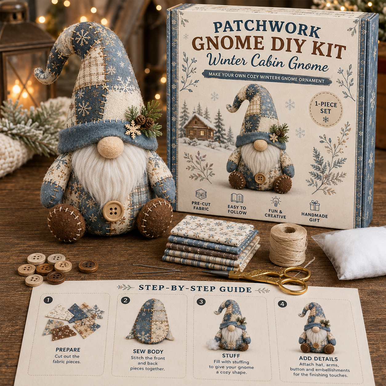 🧵DIY Patchwork Gnome Kit – Create Your Own Adorable Gnome 🧙‍♂️