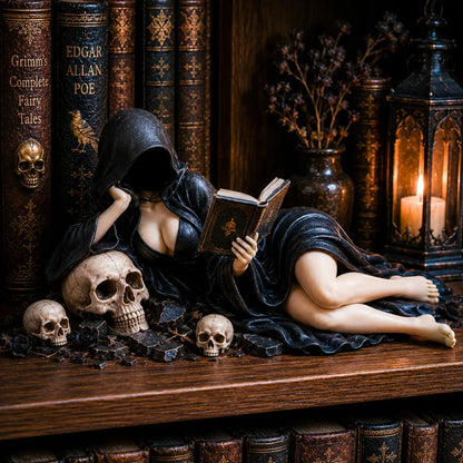 🎁Gothic Hooded Reader Figurine – Dark Academia Bookshelf Decor