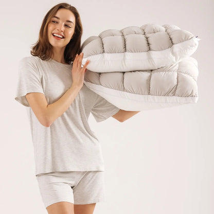 Mellow Puff Pillow ☁️ | Quilted Cloud-Loft Design for Side, Back & Stomach Sleepers 🌙✨