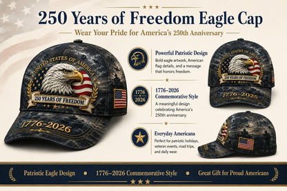 ✨250 Years of Freedom Eagle Cap | Embroidered Patriotic Vintage Baseball Hat – 1776–2026 American Tribute Edition