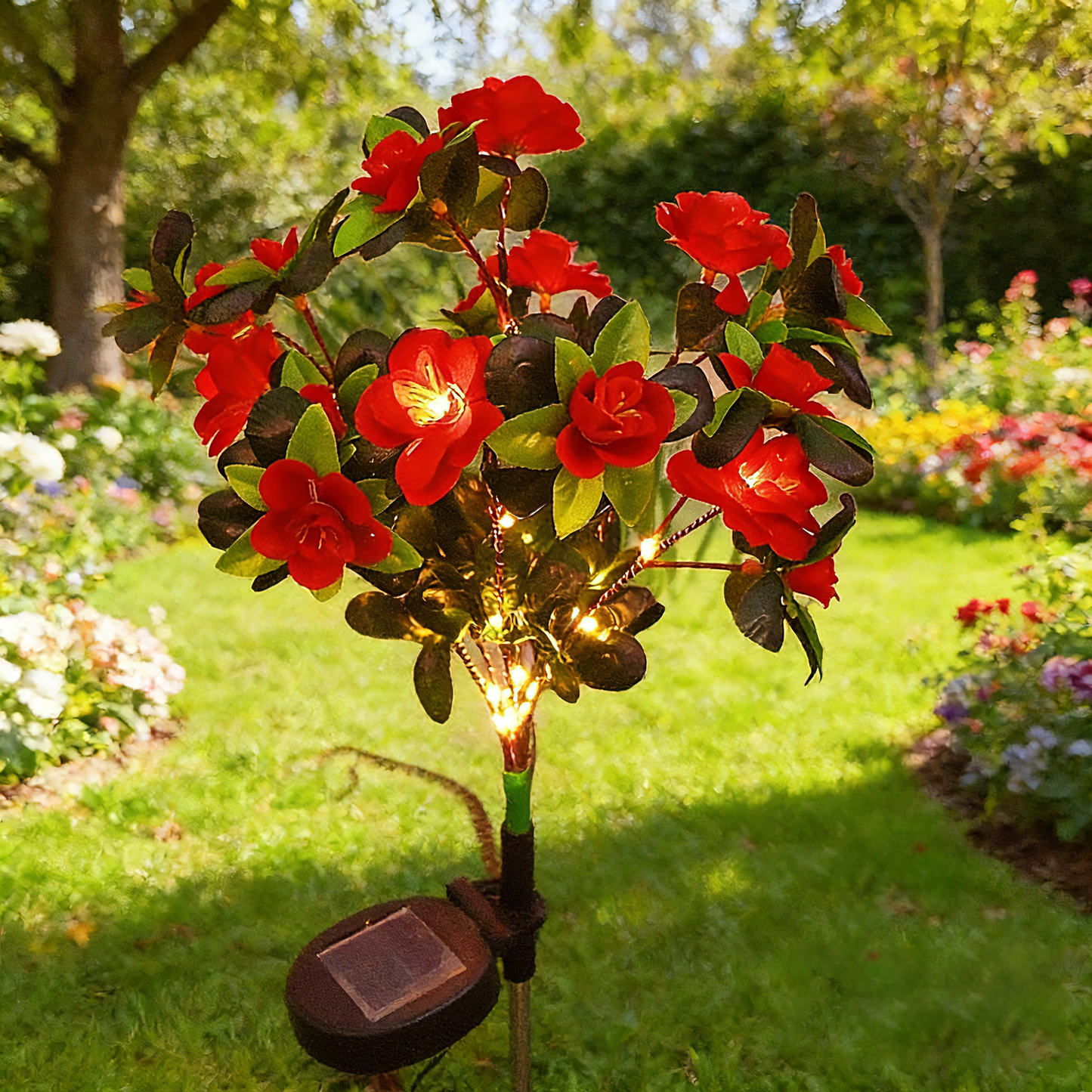 🔥Last Day 70% OFF-LED Solar Flower Lights Rhododendron Outdoor Simulated Flower Lamp