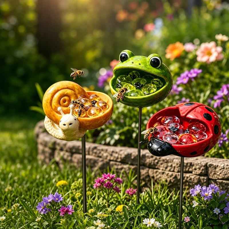 🐝 Cute Animal Design Garden Watering Station, Outdoor Decorative Water Bowl for Bees Butterflies and Small Wildlife