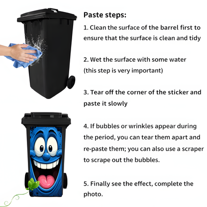 Funny Face Trash Can Sticker - Self-Adhesive Kitchen Bin Decal For Home Decor