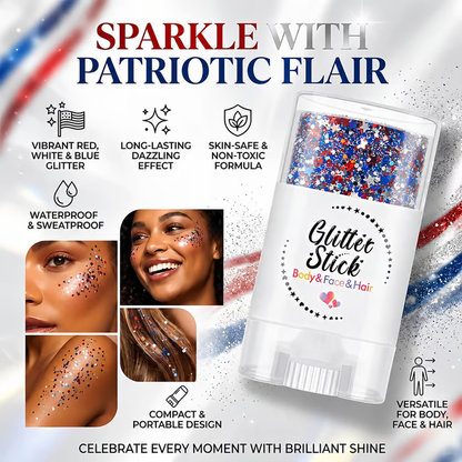 3-in-1 Patriotic Glow😍✨Red, White & Blue Glitter Body Stick