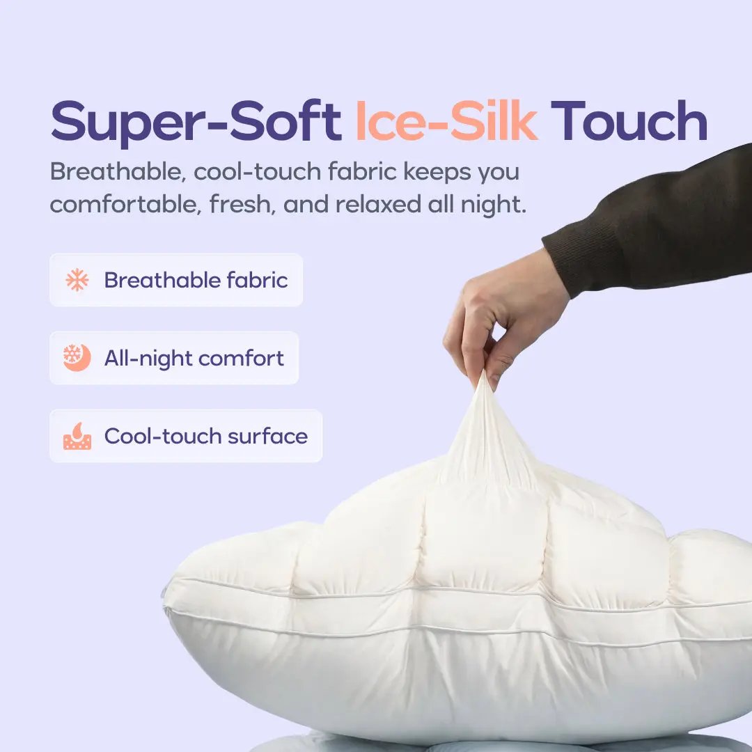 Mellow Puff Pillow ☁️ | Quilted Cloud-Loft Design for Side, Back & Stomach Sleepers 🌙✨