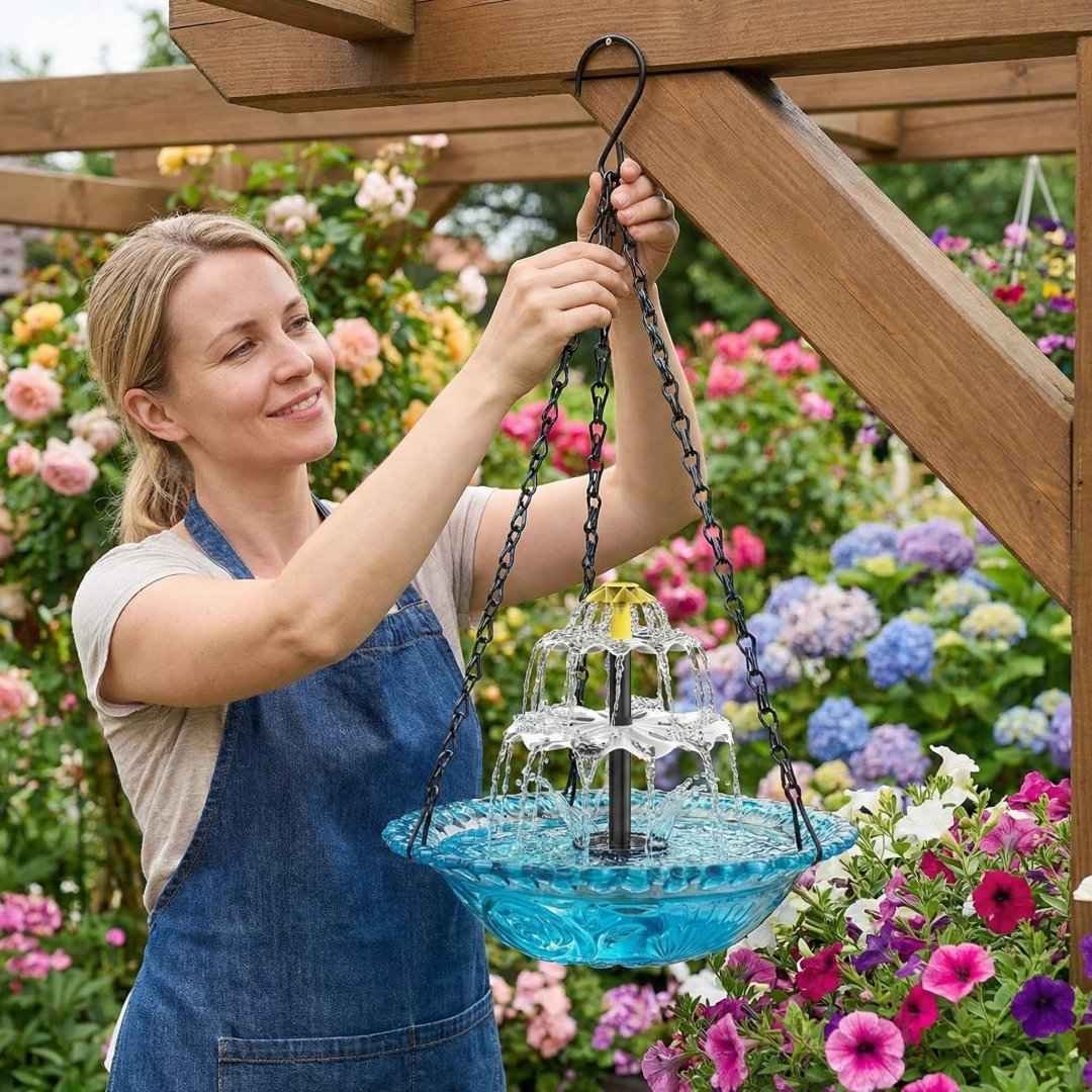 ✨2026 Spring special offer 50% off-🐦Solar Cascade Hanging Bird Bath Fountain