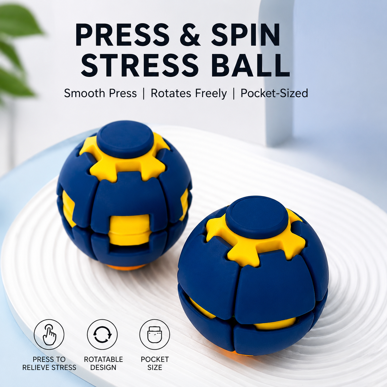 ⚽ Press-to-Spin Stress Relief Fidget Ball