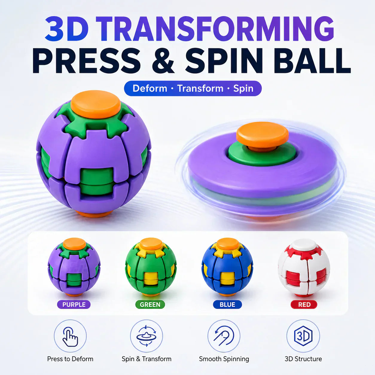 ⚽ Press-to-Spin Stress Relief Fidget Ball