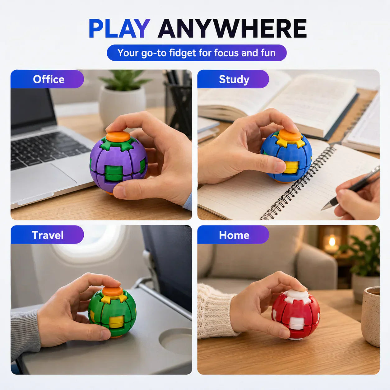 ⚽ Press-to-Spin Stress Relief Fidget Ball