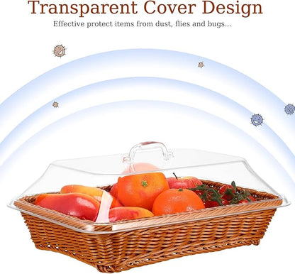 Woven Serving Basket with Clear Acrylic Cover 🧺✨