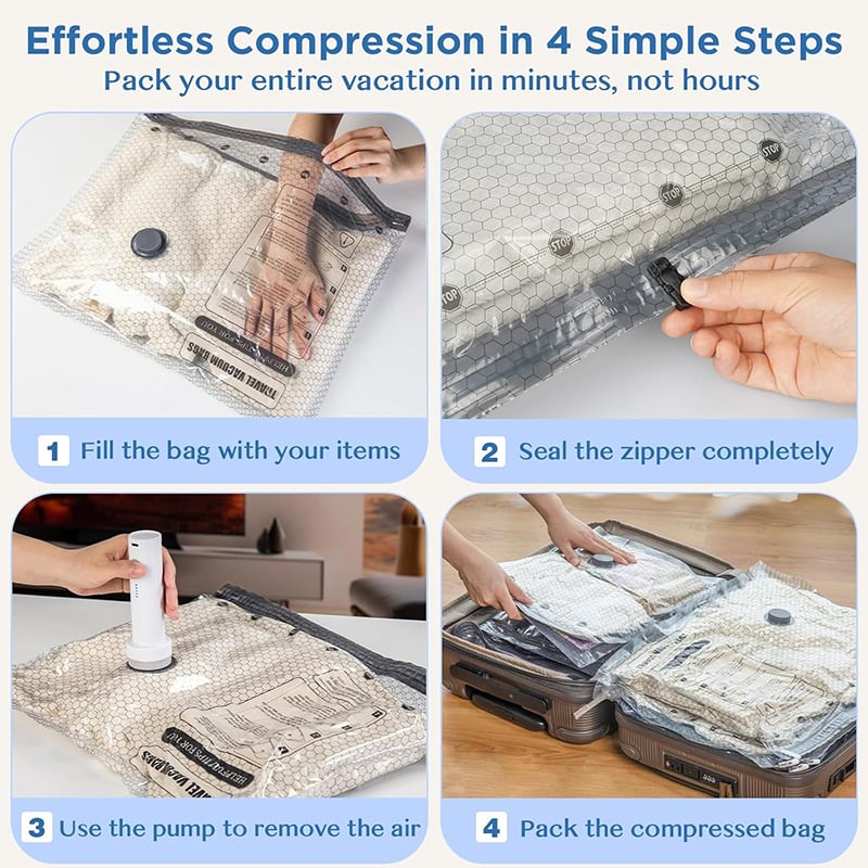 🎁Last day 49% OFF - Cordless Travel Vacuum Storage Compression Bag Set