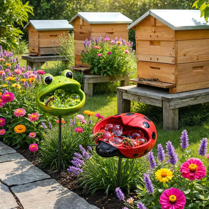 🐝 Cute Animal Design Garden Watering Station, Outdoor Decorative Water Bowl for Bees Butterflies and Small Wildlife