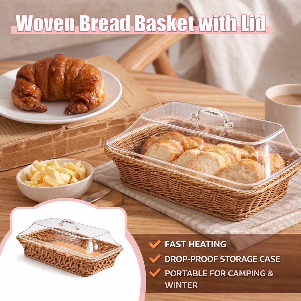 Woven Serving Basket with Clear Acrylic Cover 🧺✨
