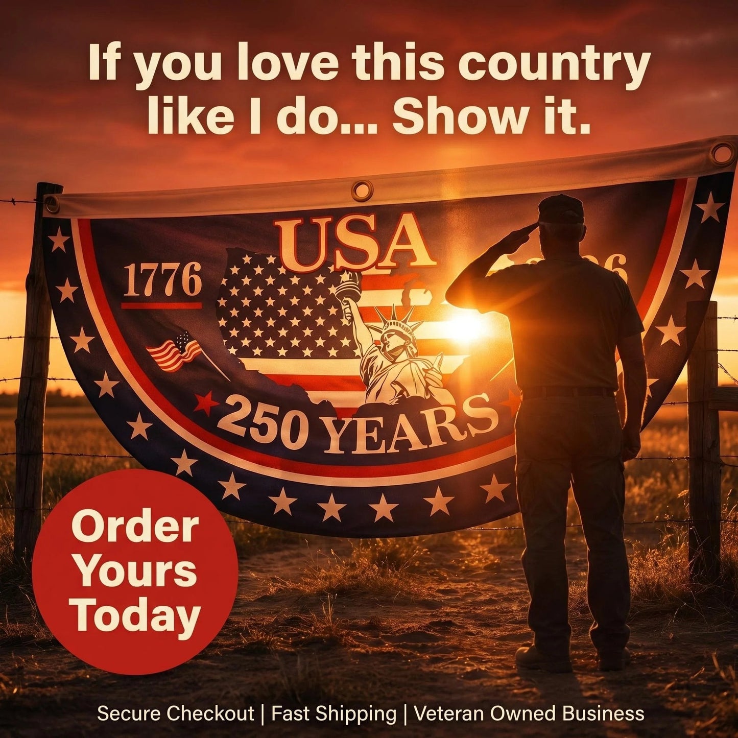🗽USA 250th Anniversary Flag Half Round Banner🦅