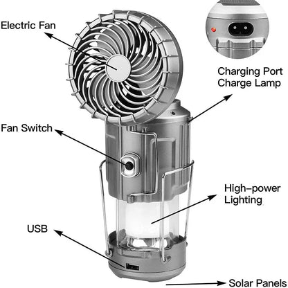5-in-1Solar Fan Lantern Portable LED Camping Lantern With Fan💡