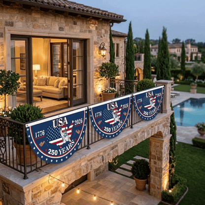 🗽USA 250th Anniversary Flag Half Round Banner🦅