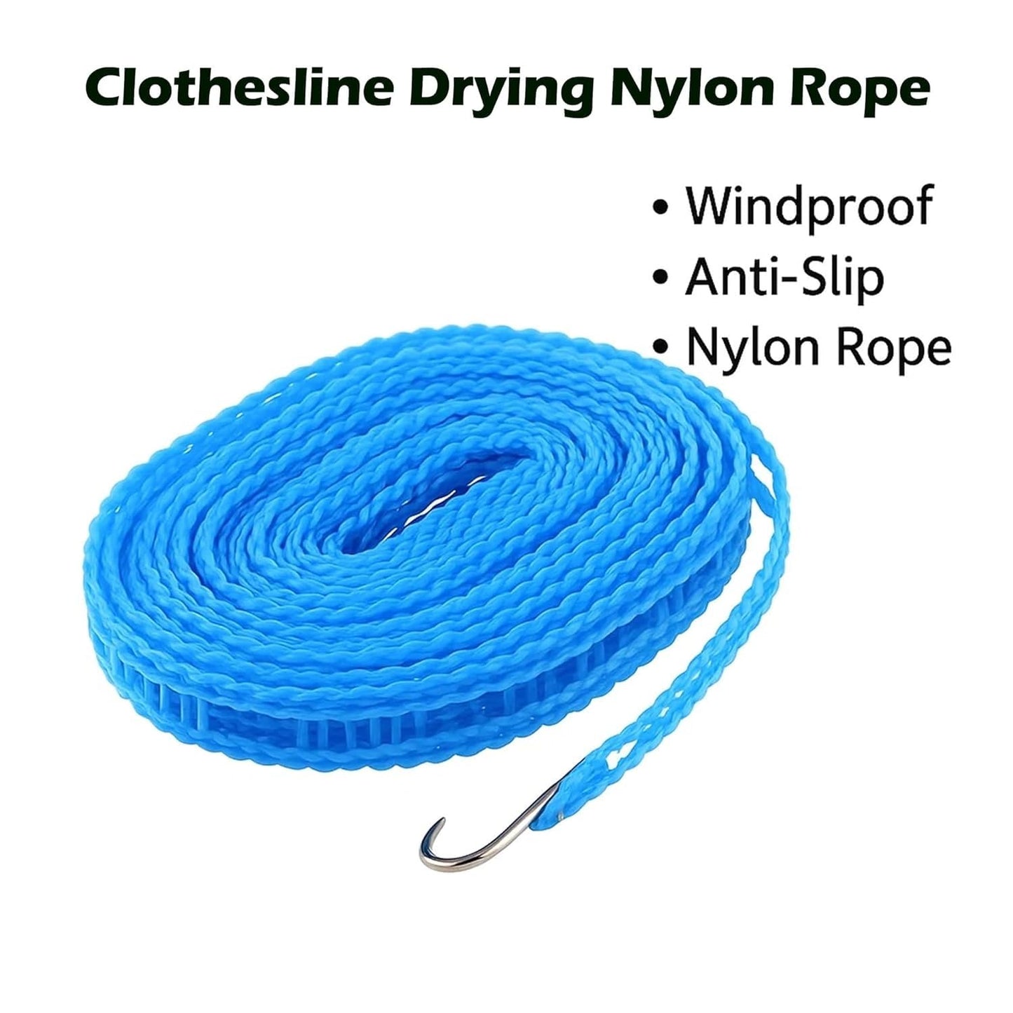 5M Windproof Portable Clothesline with Hooks