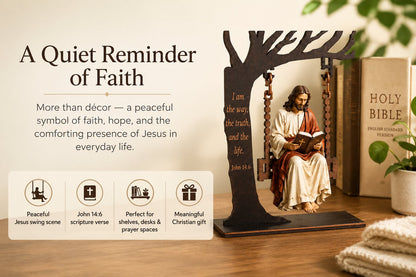 ✝️ Jesus Swing Ornament – John 14:6 Faith Table Decor | Christian Bible Verse Home Decoration🔥