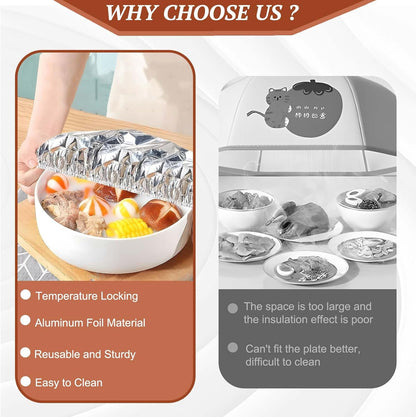 🍲🔥 Home dining table & food container aluminum foil heat-retaining cover