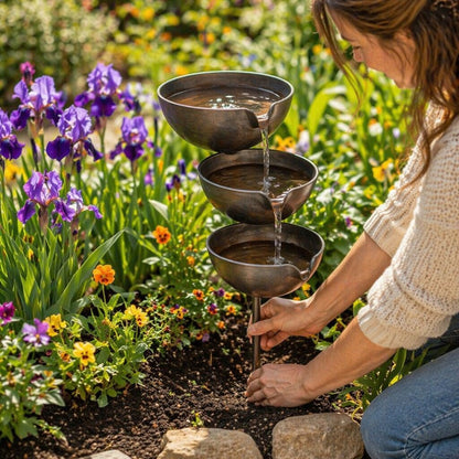 🔥Hot Sale 50% OFF🔥Bring Life Back To Your Garden – Peaceful Cascading Rain Catcher Bird Bath For Welcoming Garden Wildlife🌿🐦
