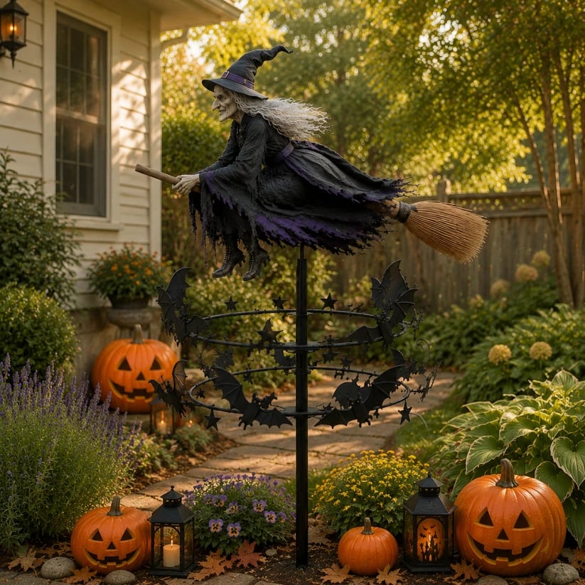 🔥50% OFF TODAY🔥 Enchanted Witch Garden Wind Spinner 🧙‍♀️🎃 Outdoor Halloween Yard Decor for Patio, Porch & Garden