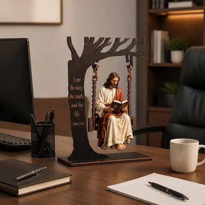 ✝️ Jesus Swing Ornament – John 14:6 Faith Table Decor | Christian Bible Verse Home Decoration🔥