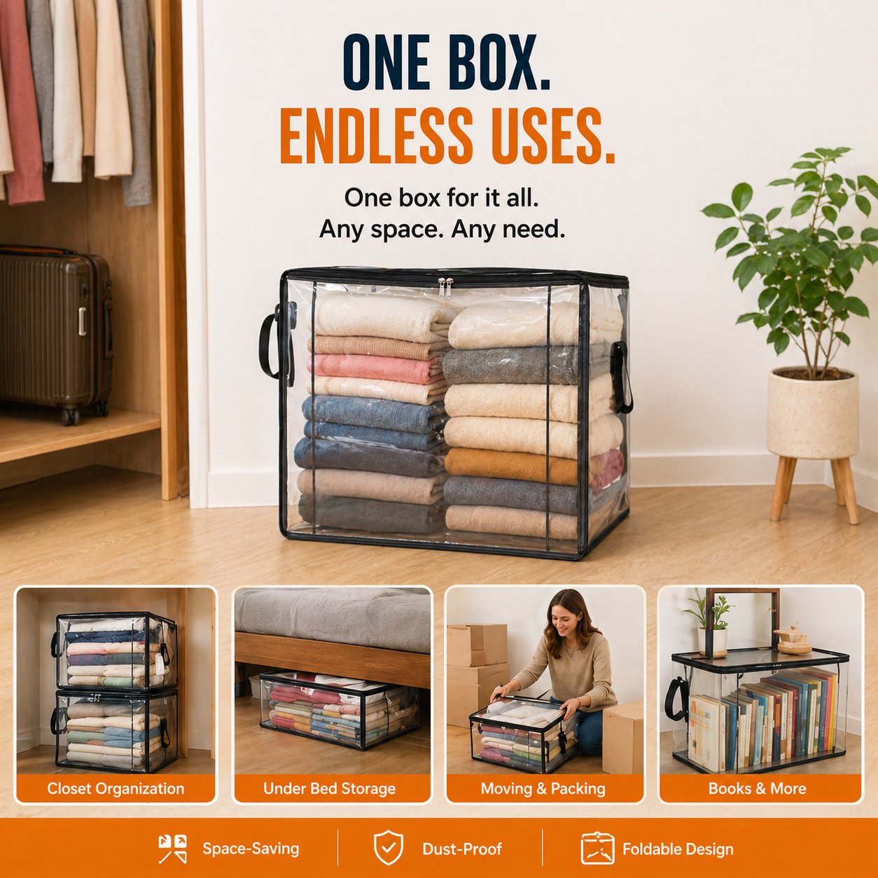 🎁 Mother's Day Sale 49% OFF📦Large Heavy-Duty Thick Plastic Clear Storage