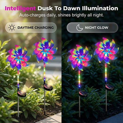 🔥Summer Hot Sale 50% OFF✨Extra-large size Solar Powered Rainbow Pinwheel Garden Light