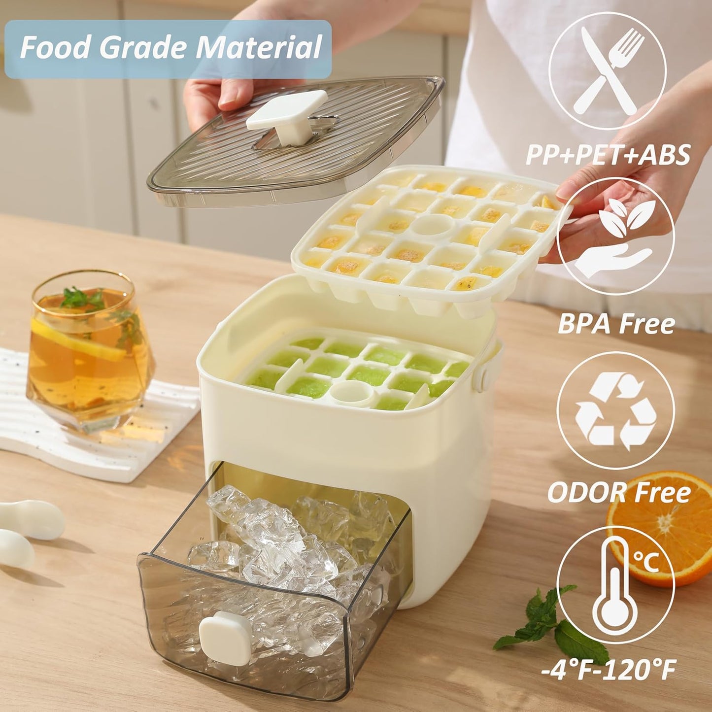 🥳2026 HOT SALE🥳💞50K+ SOLD!🧊Portable Ice Maker with Lid and Storage Box (48 cubes)