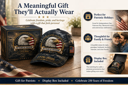 ✨250 Years of Freedom Eagle Cap | Embroidered Patriotic Vintage Baseball Hat – 1776–2026 American Tribute Edition